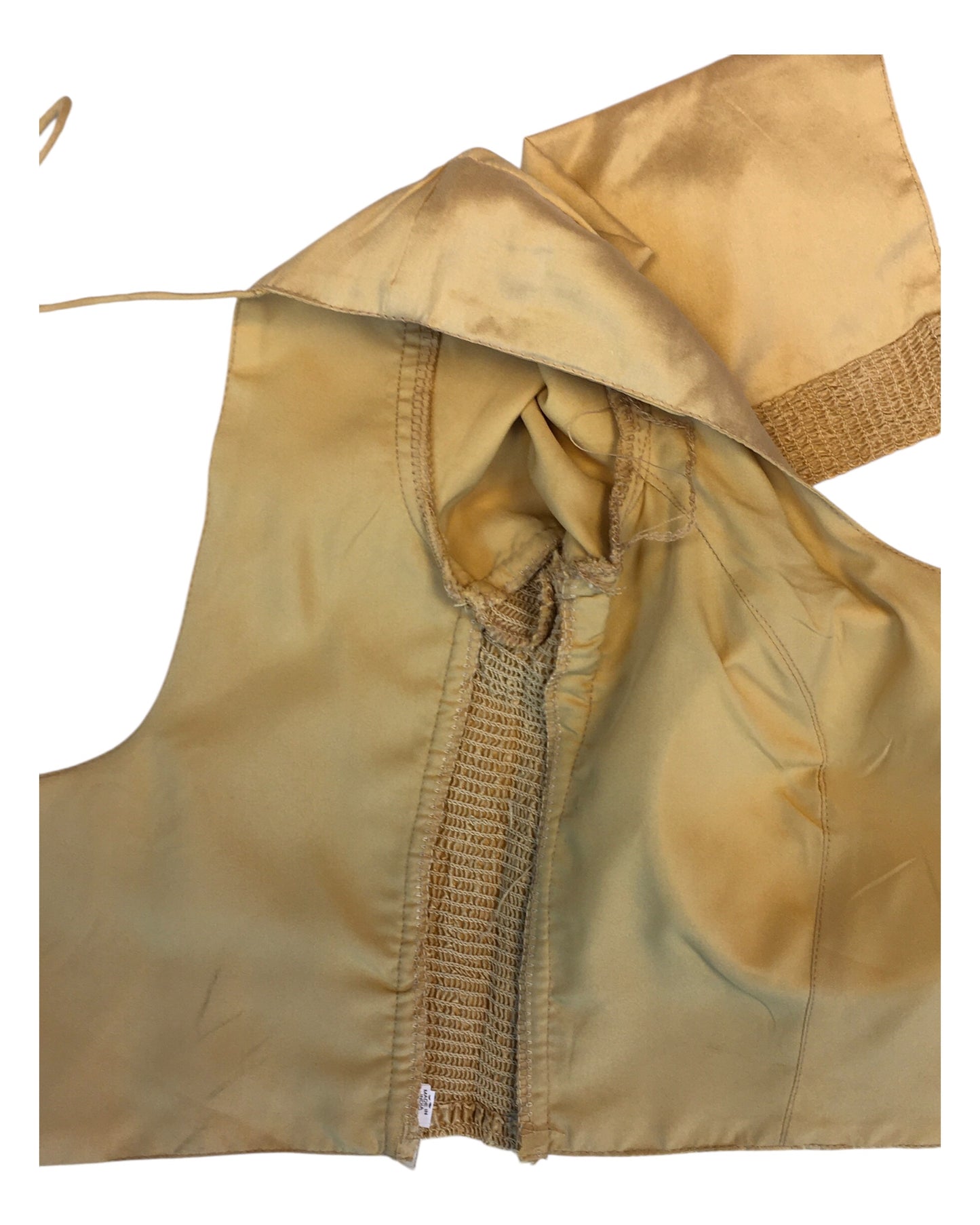 Gold - HYBRID Silky Saree blouse - With Elastic on both side for Great fit - Size 34"-44" - XS, S, M, L, XL, XXL - VAM1216 A
