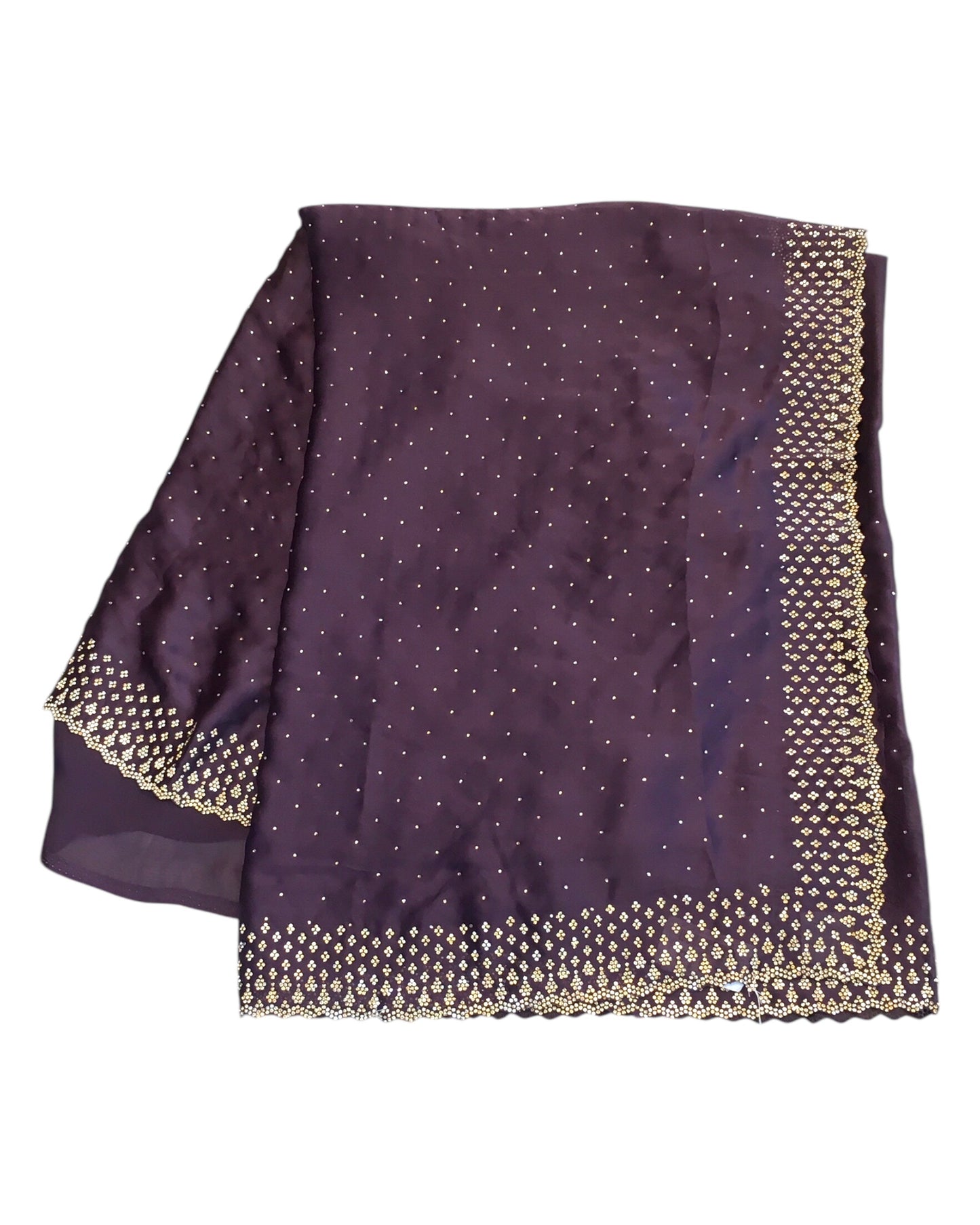 Plum / Purple - Satin Crepe - Party Wear Embroidered Saree with Blouse Piece - SP2504011 VP