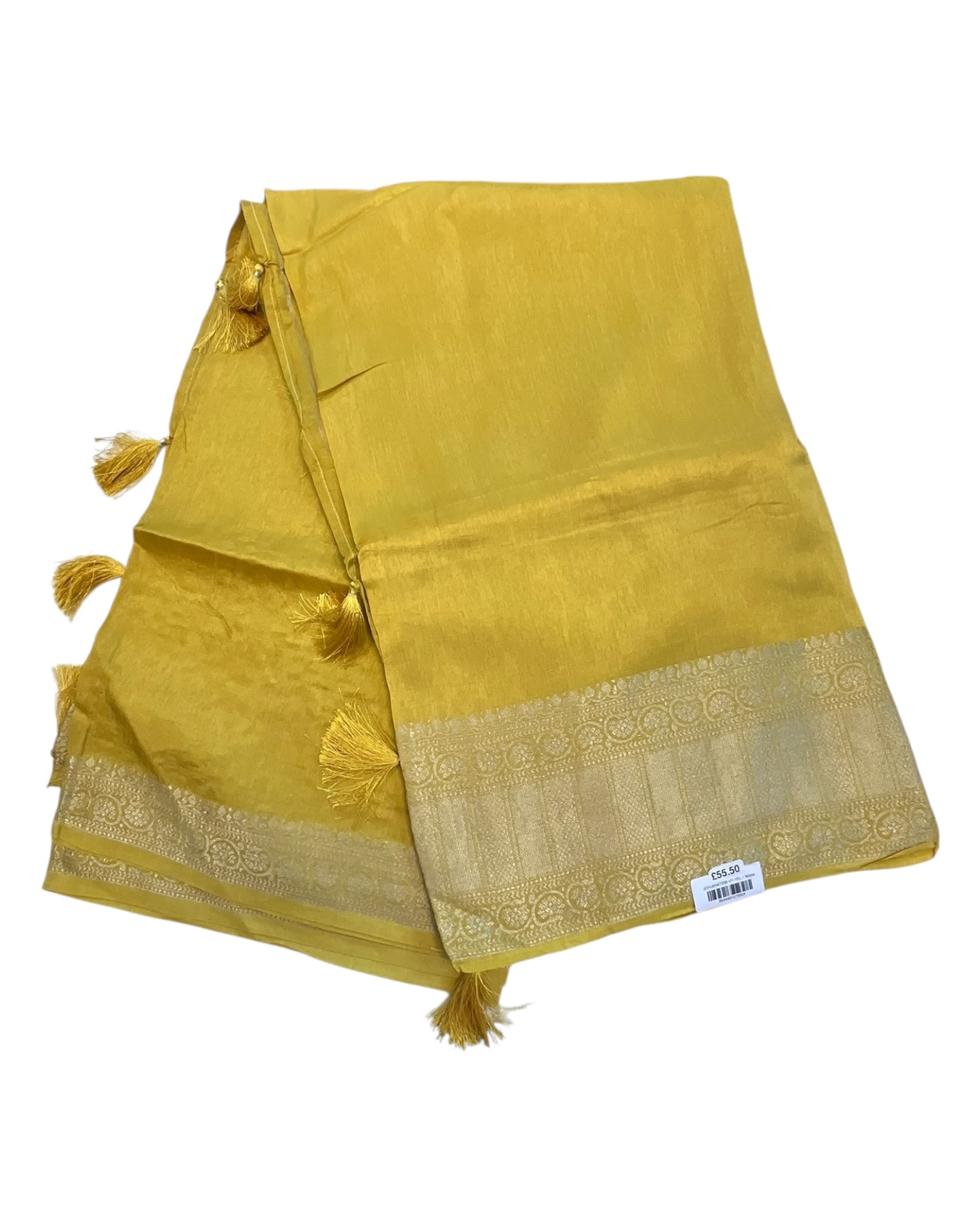 Haldi Yellow - Handloom - Banarasi Crepe Saree with Blouse Piece - JOHJAN47008 10VY25