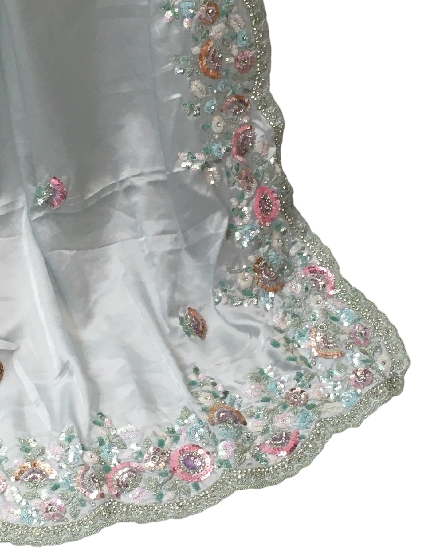 Sky Blue - Pastel Sequins Silky Saree with Blouse Piece - MF3801 JJ 0824