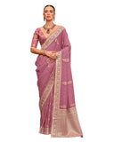 Dark Pink - Handloom - Chiffon Banarasi Saree with Blouse Piece - JOH1604 10TY25