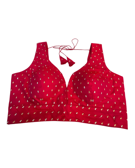 40" / UK 14 - Fuchsia - Silky Designer Saree blouse with cups, Sleeveless - UK Stock - Quick Delivery - RNK - R717 KV