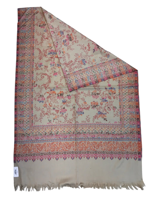 Beige - Soft Art Wool Handloom Woven Shawl - 11C24 NTC2413 BGE3