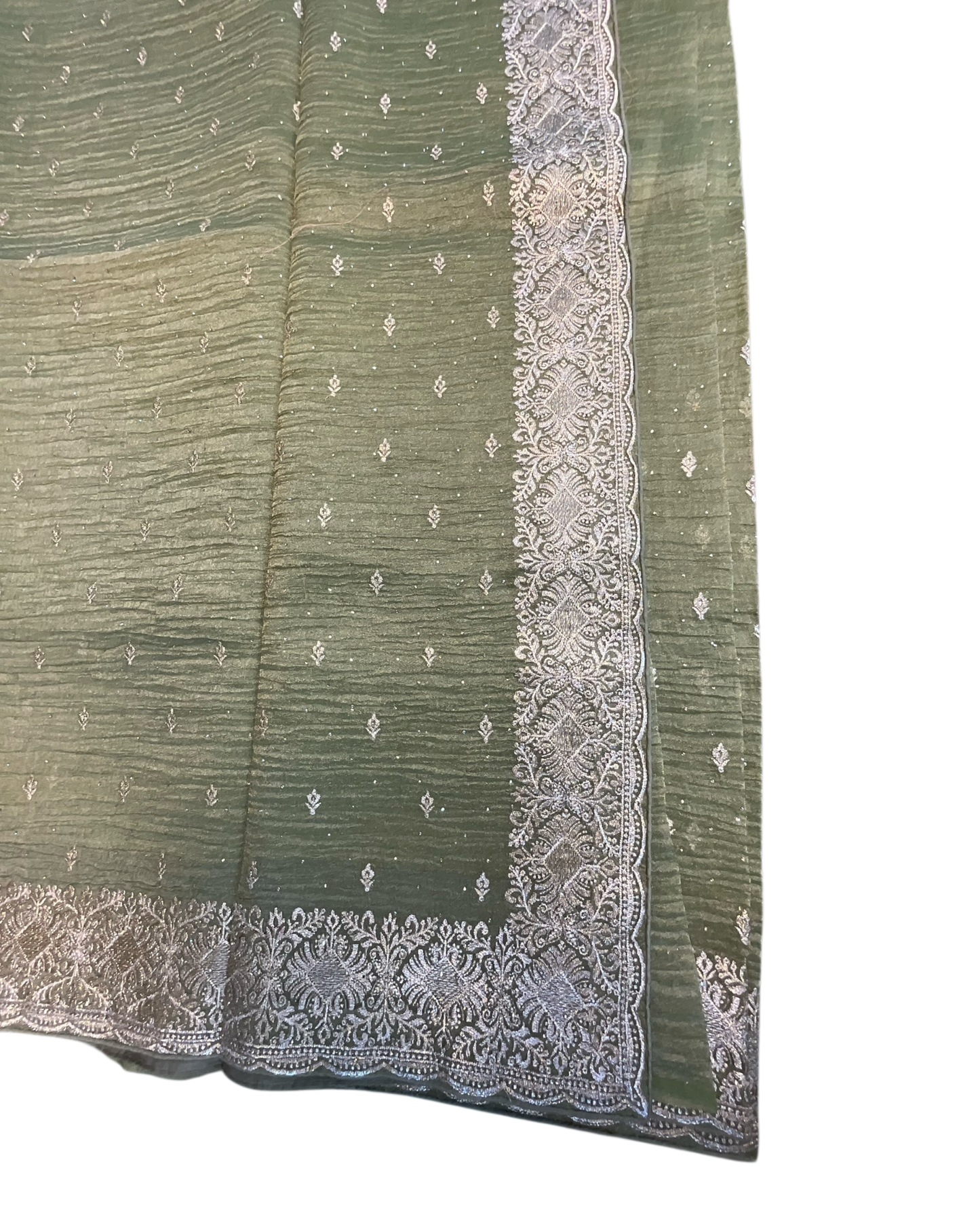 Olive Green - Fancy Party Saree with Blouse Piece - UK stock - 24hr Dispatch - VFU5410 03VR26