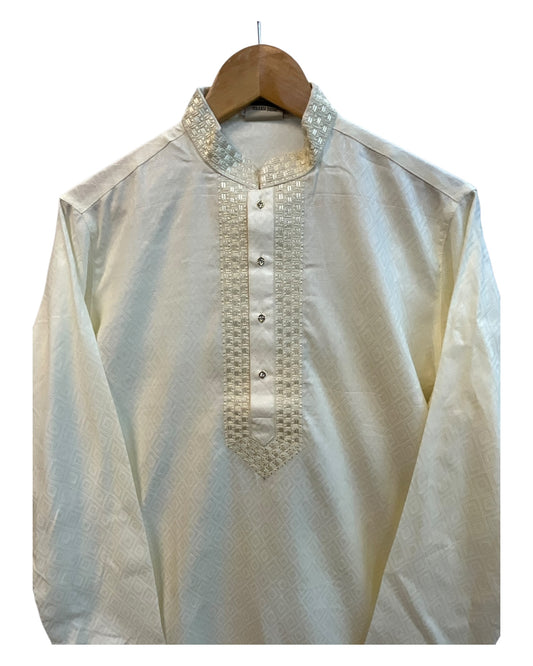 Cream - Quality Mens Indian Kurta set - UK Stock - Weddings / Walimas , Sangeet, Diwali, Eid, Mehndi / Henna - NAD25720 KH