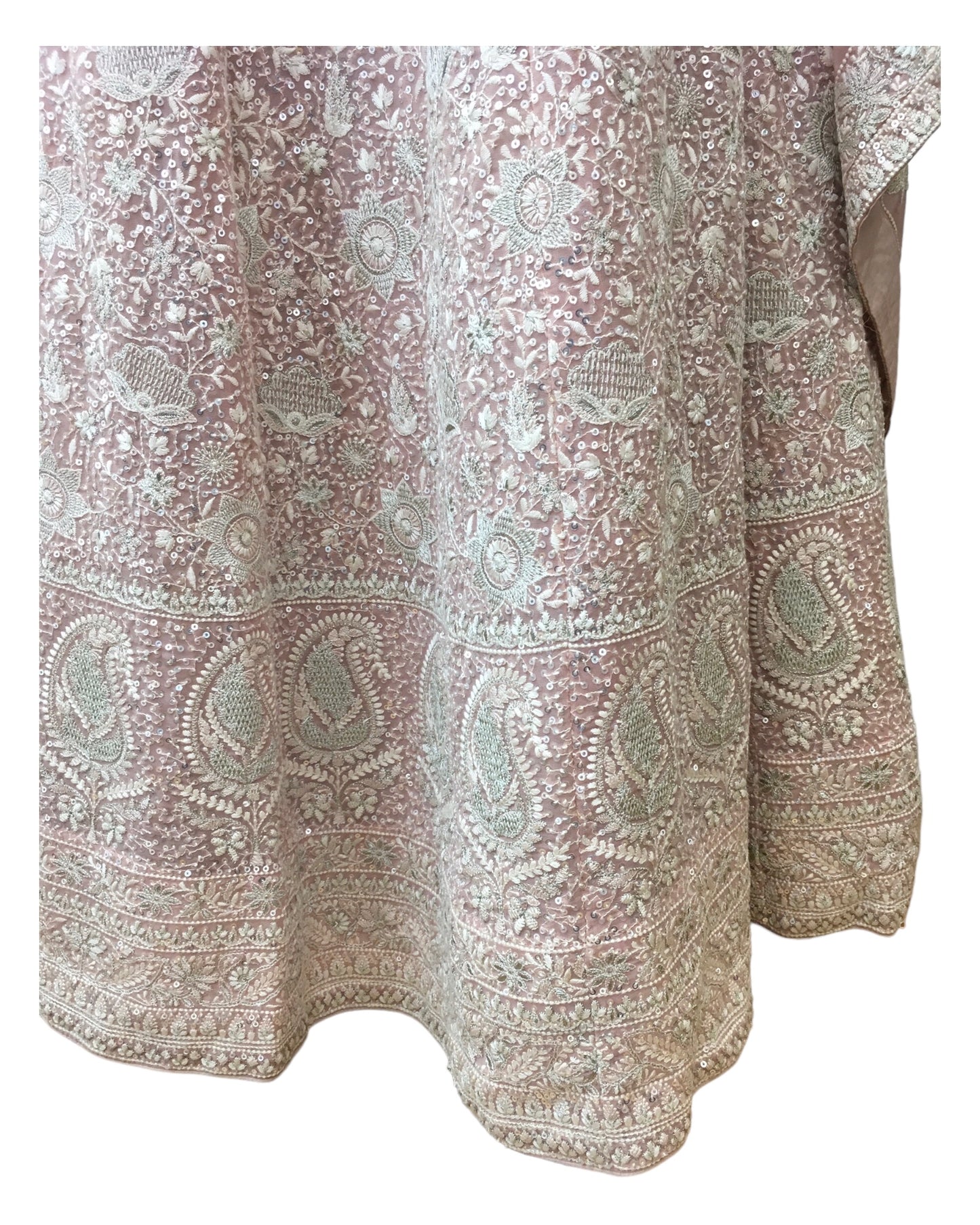 Dusty Pink - Delicately Embroidered Chiffon Designer Lehenga Set - UK 12-16 - UK Stock - 24h Dispatch - NE2401 CP 0724