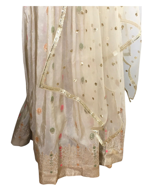 Size 12 / 38" Bust - Silky Cream - Ready Made Lehenga Set - UK Stock - 24h Dispatch - KTC241102 ? 1124