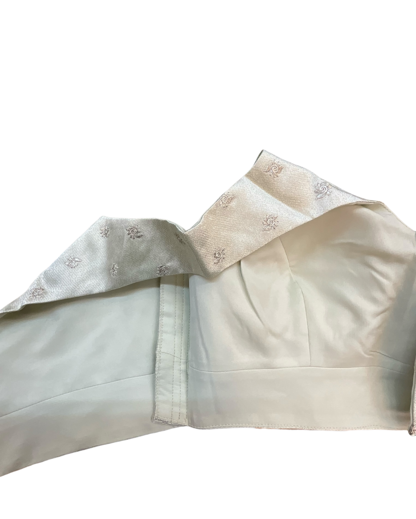 36" / UK10 - Off White / Very Light Gold - Self Butti Saree blouse with cups, Sleeveless - 36" - UK Stock - Quick Delivery - RNK - R948-KK
