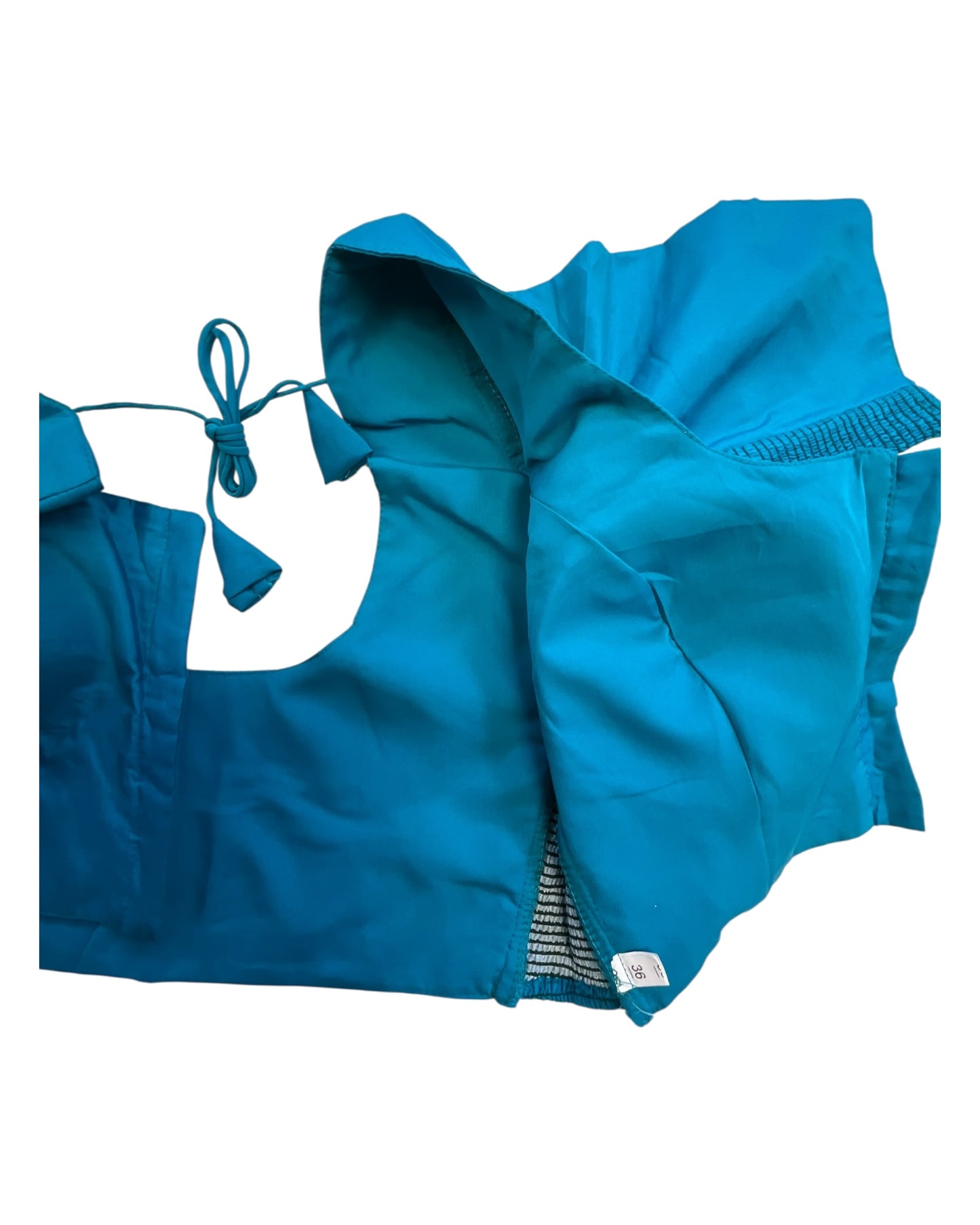 Turquoise Blue - HYBRID Silky Saree blouse - With Elastic on both side for Great fit - Size 36",38", 40" S M L - VAM1216 Ap