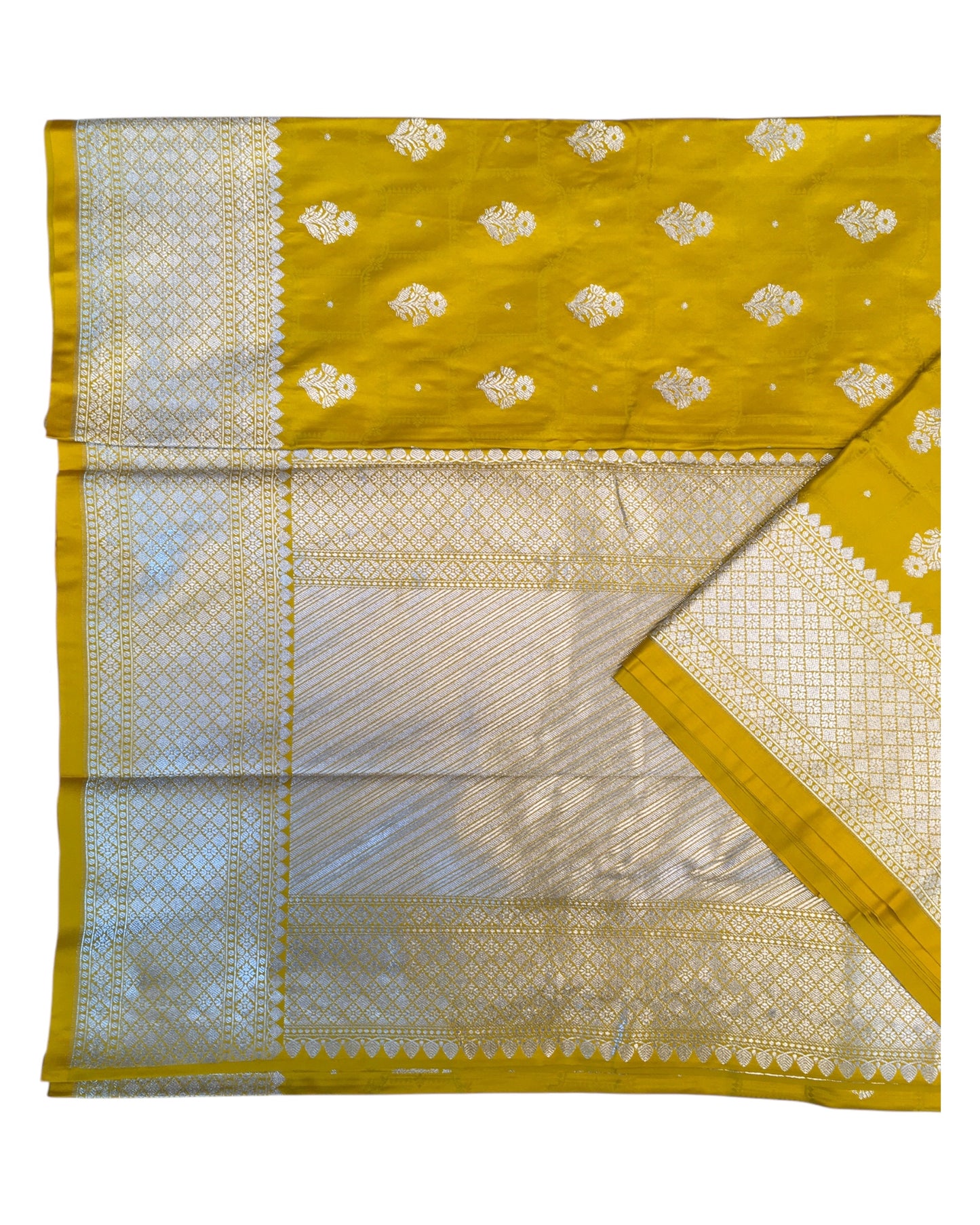 Yellow - Traditional Handloom Banarasi Sari / Saree - with Blouse Piece - SN2405 11TP24