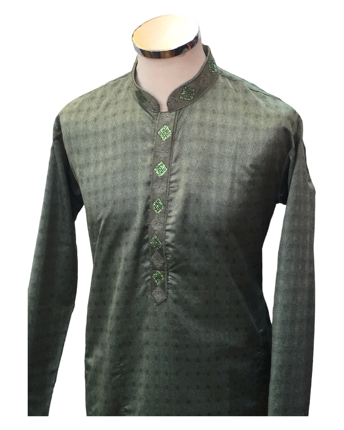 Light Green - Handloom Self Brocade Mens Indian Kurta set - Weddings / Walimas , Sangeet, Eid, Mehndi / Henna - KCS1350 08KR24