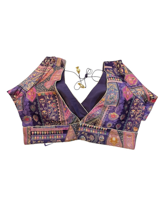 Lilac / Purple - Banarasi Brocade Saree / Lehenga blouse - 42" Bust (UK 16) Can be let out to size 18 - VFJ204 01KP25