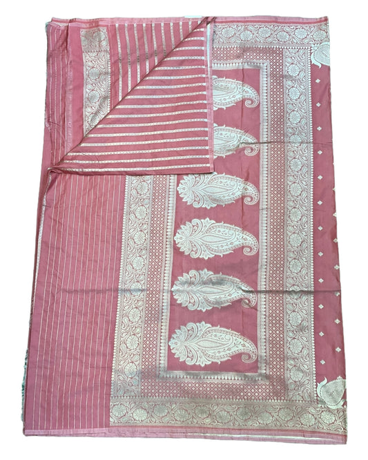 Pink - Classic Banarasi Soft Silky Saree with Blouse Piece - UK stock - 24hr Dispatch - UST2501 VT