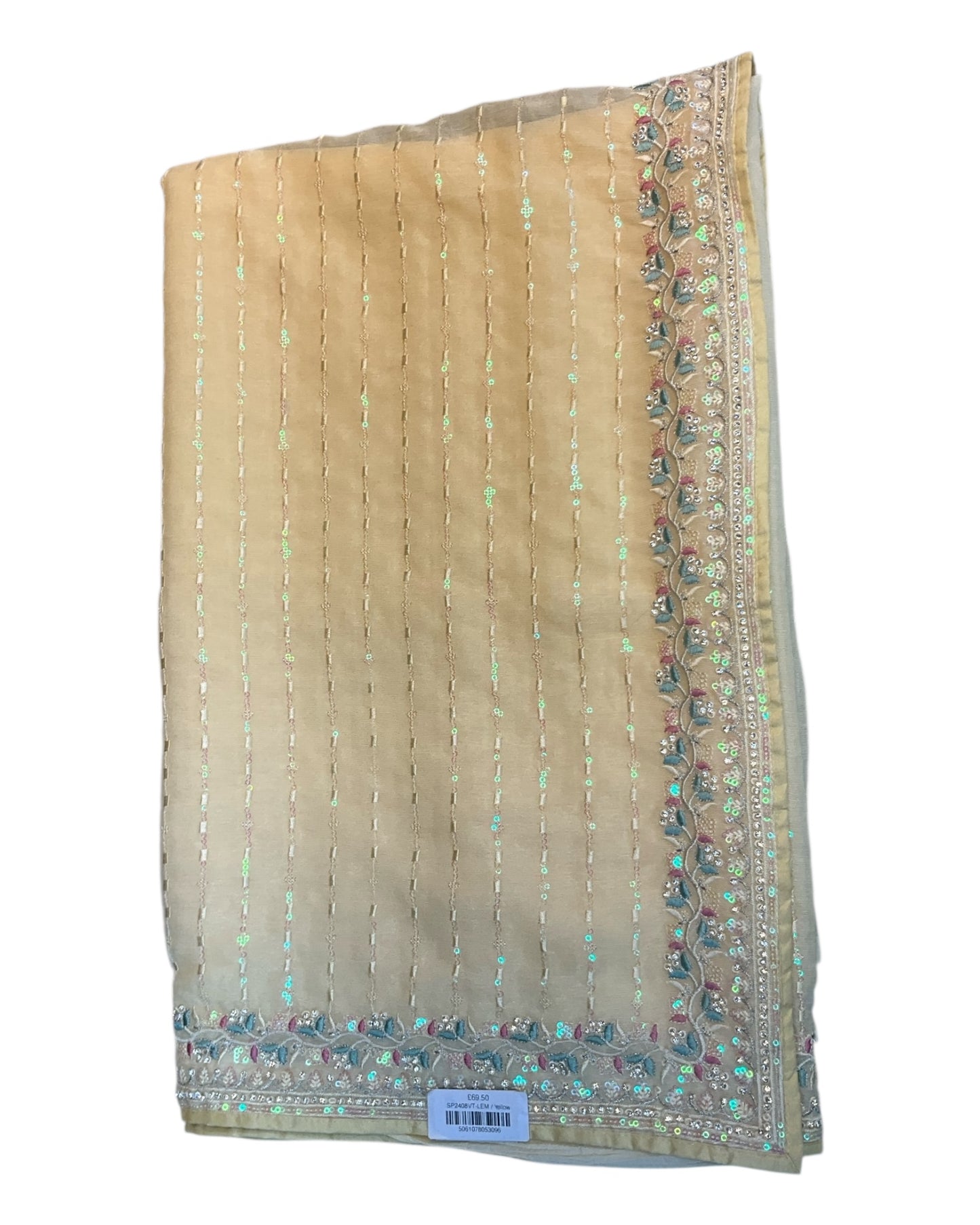 Lemon Yellow - Chiffon -Fancy Party Saree with Blouse Piece - SP2408 11VT24