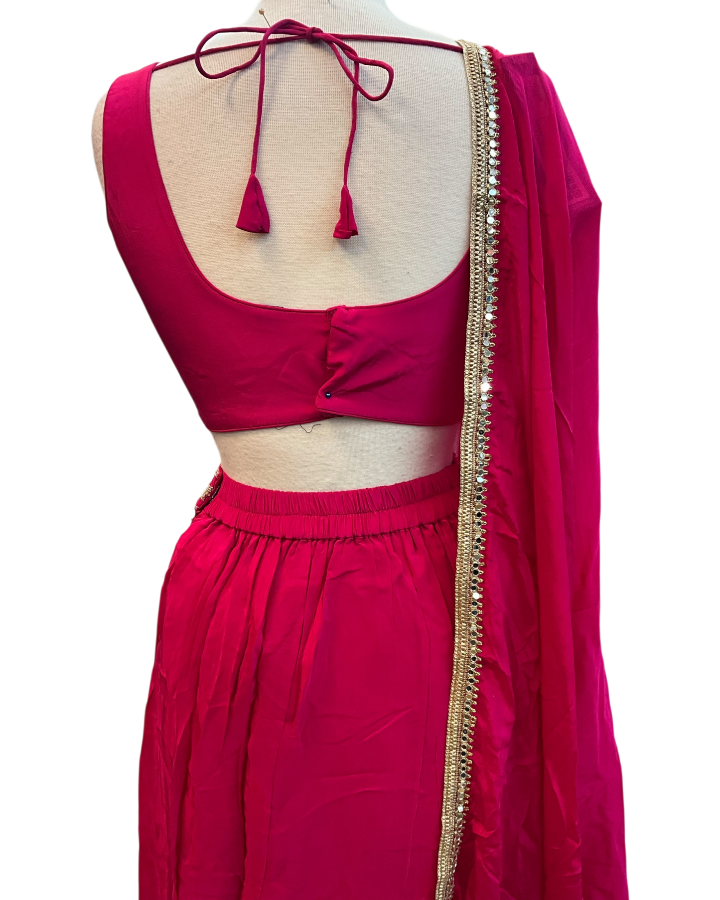 Size 12 (38") - Fuchsia Pink / Magenta - Designer Ladies Short Top Saree Suit - VMK Bhumi PY