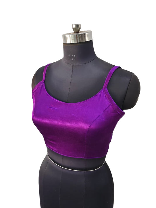 Purple - Spaghetti Strap Gaji Silk Saree / Lehenga blouse - 38" Bust - UK 12 - Back Fasten - AF2402 A 0324