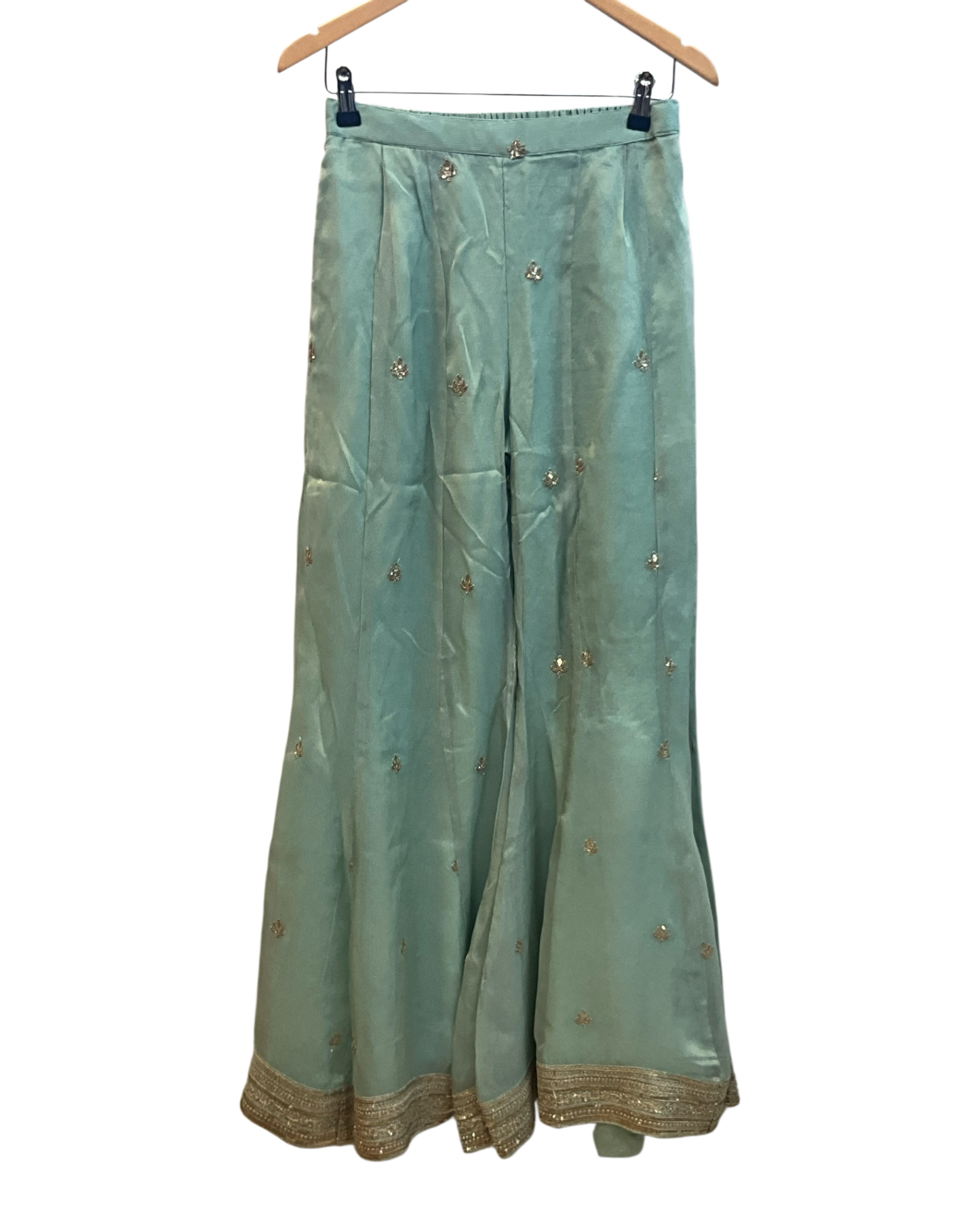 Size 12 (38") - Sea Green - Designer Ladies Mid Length Top Palazzo Trousers Suit - VMK Rachel AY