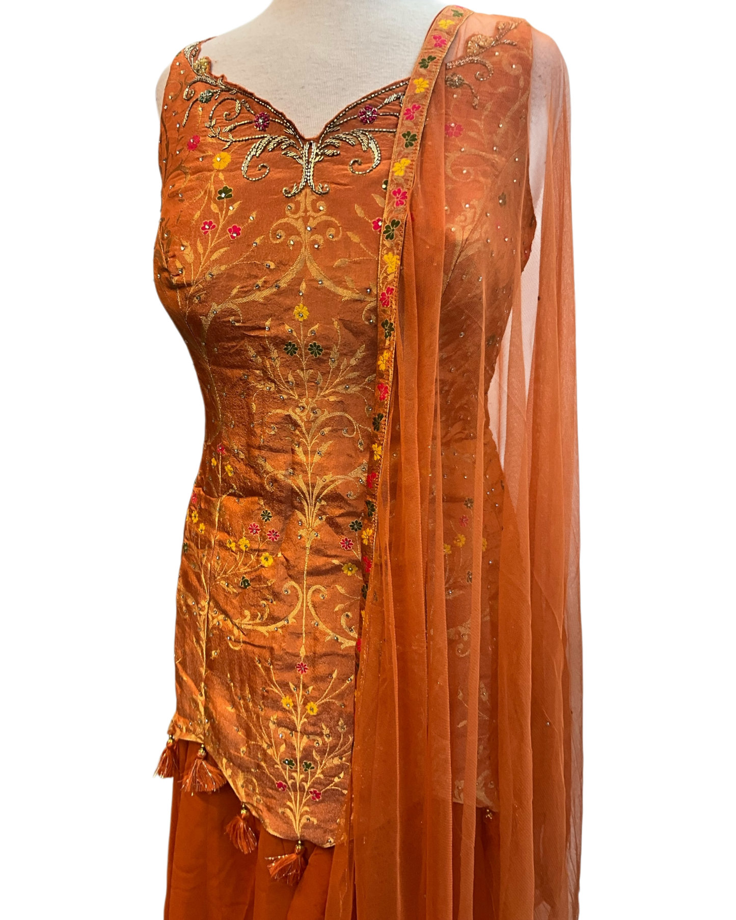 Size 18 (44") - Rust / Orange - Designer Ladies Medium Top Palazzo Trousers Suit - VMK AGNI RY