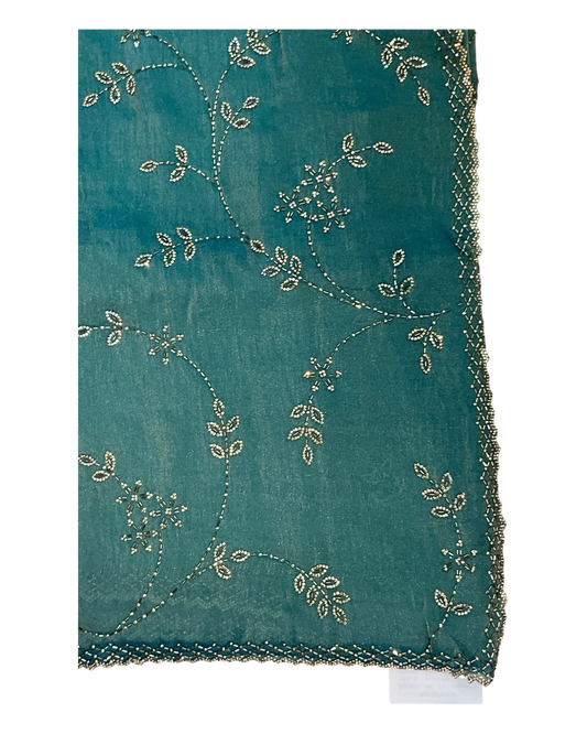 Turquoise - Rich Saree with Allover Embroidery and Blouse Piece - UK stock - 24hr Dispatch - RS2520 JA