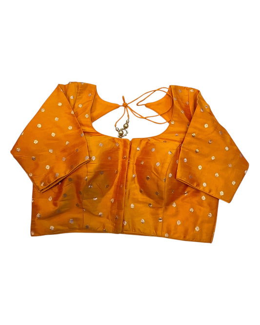 34", 38" & 42" - Orange - Banarasi Brocade Saree / Lehenga Blouse -UK Stock - Quick Dispatch - X767 08Ap25