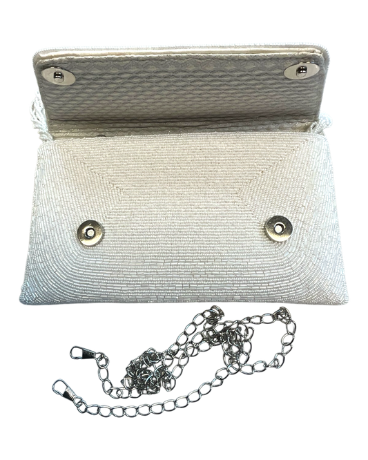 White - Rich Hand Embroidered Clutch Bag / Handbag -Bollywood / Weddings - JF27 11KJ25