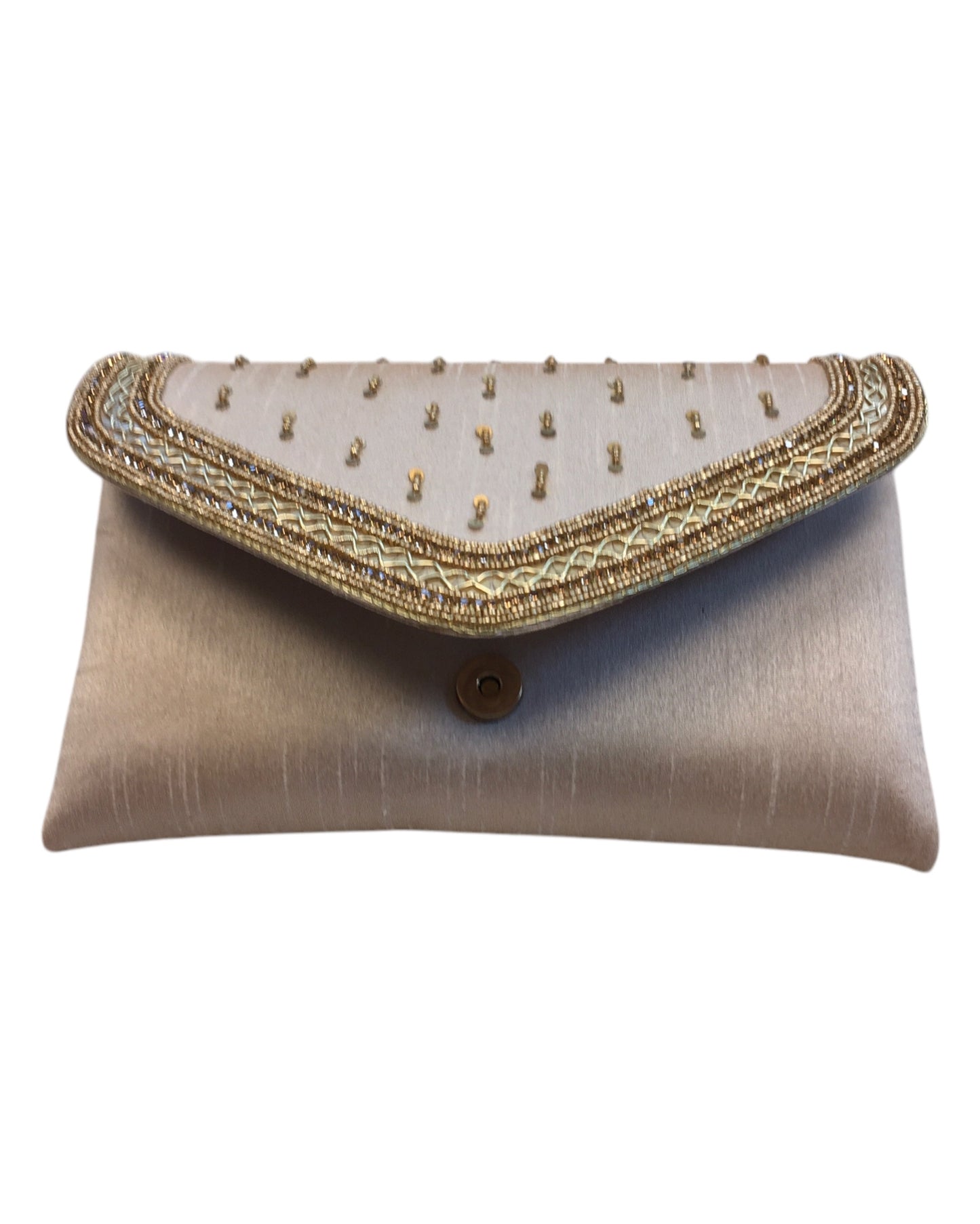 Champagne / Light Brown - Rich Silky Antique Embroidered Clutch Bag - AY253 10Rp24