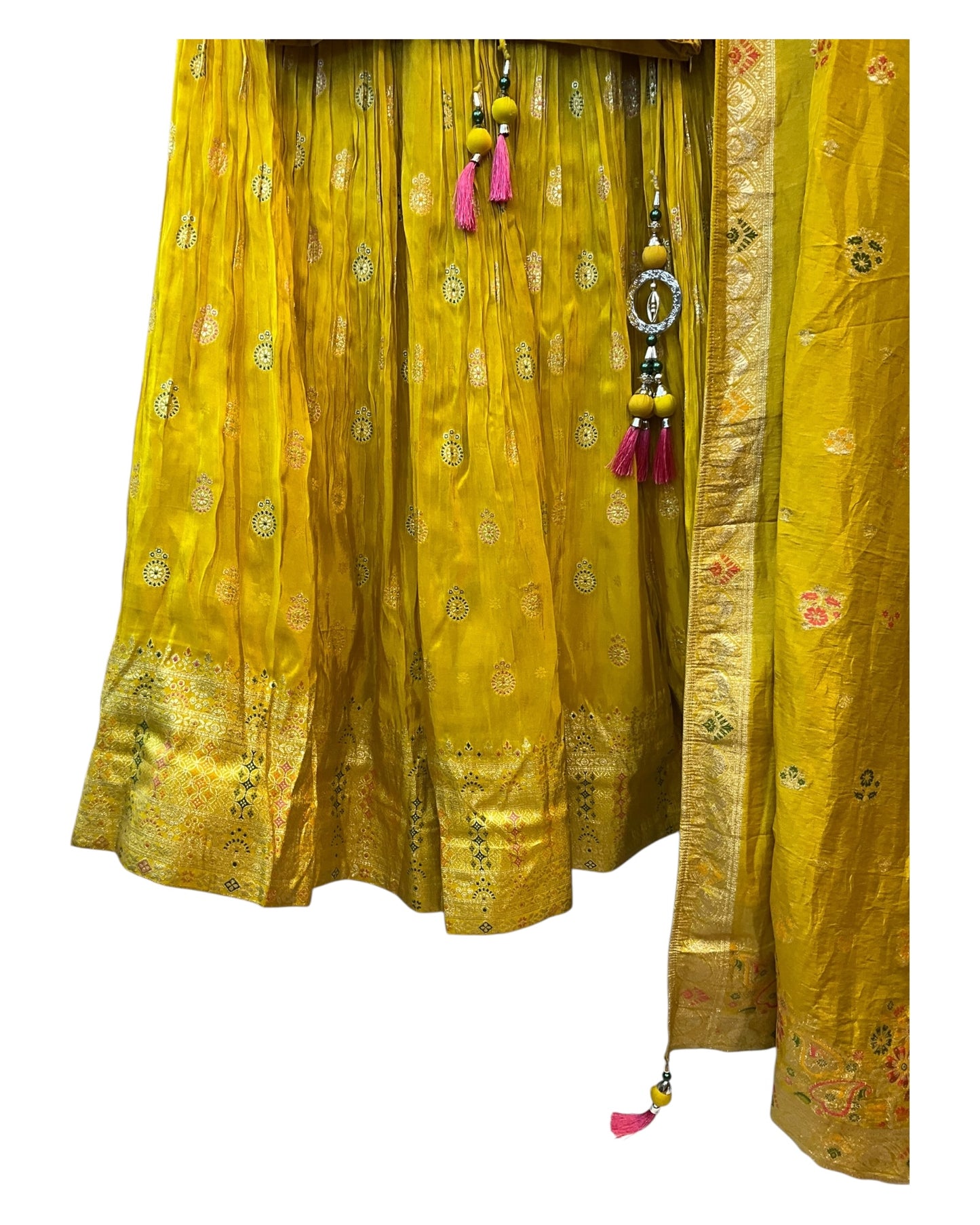 Size 12 / 38" Bust - Yellow Floral - Ready Made Lehenga Set - UK Stock - 24h Dispatch - KTC250609 PA