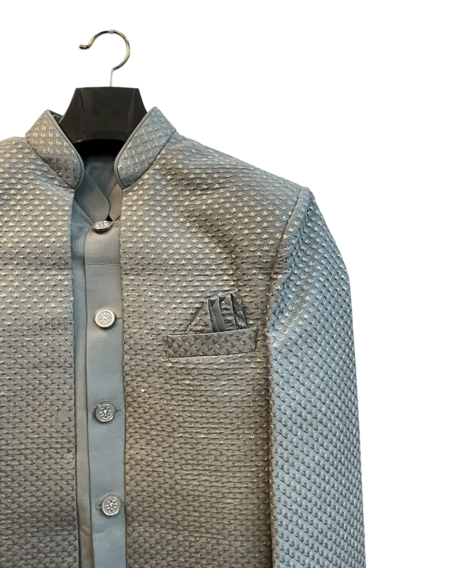 Silver / Grey - Mens Knee Length Jacket with Long Waistcoat - Sherwani / Indo-Western - Fantastic Fit - KCS6600 03PV26