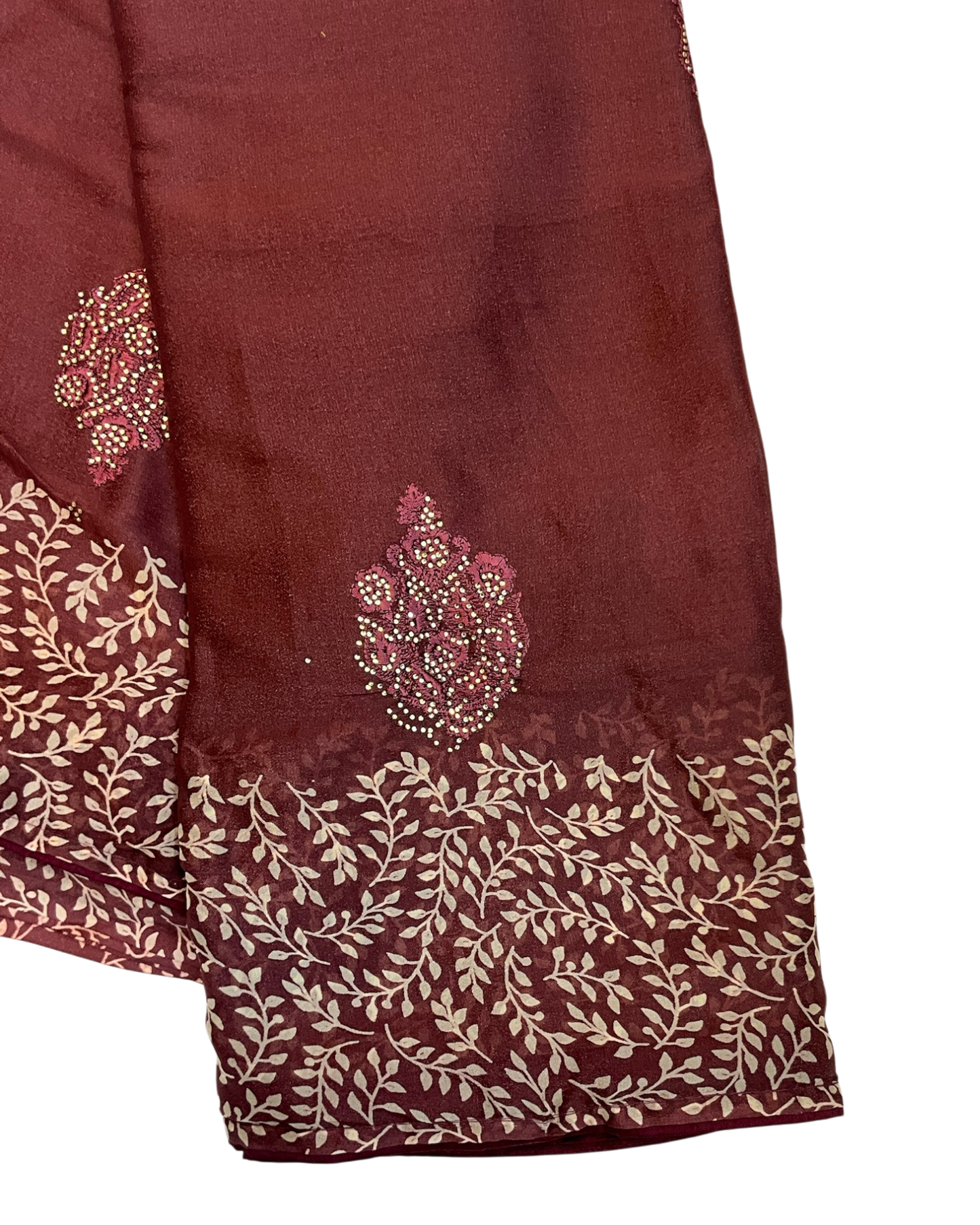 Brown - Chiffon Printed Saree with Blouse Piece - UK stock - 24hr Dispatch - LTF107 07KT26