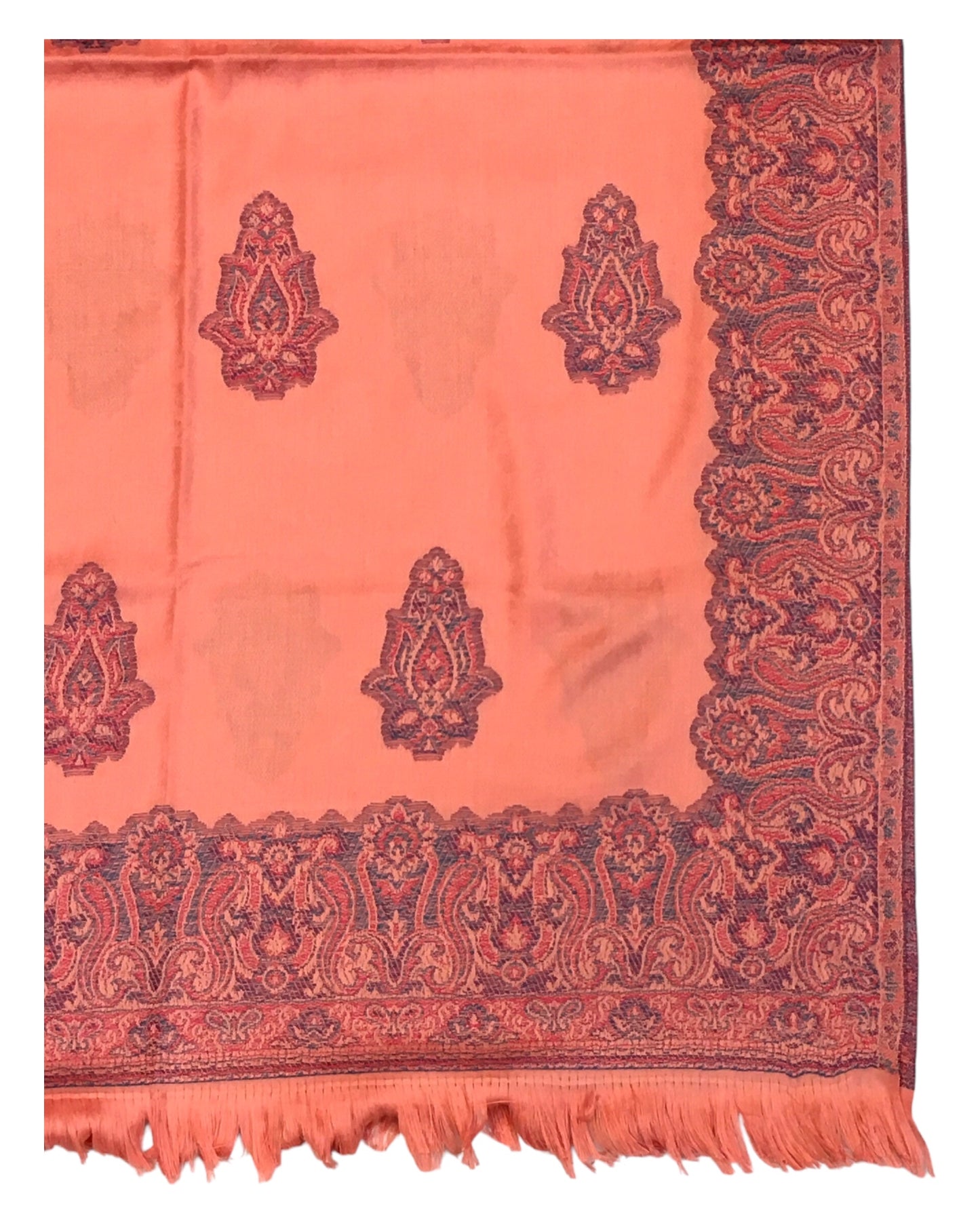 Peach - Soft Art Wool Handloom Woven Shawl - 11C24 NTC2413