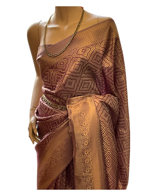 Purple - Fancy Banarasi Saree with Blouse Piece - UK stock - 24hr Dispatch - SP250630 KC