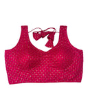 Magenta - Fully Embroidered V neck Saree / Lehenga blouse - With Cups - Margin to loosen - UK Stock - AF2344 H 0923