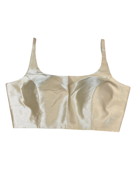 Light Gold - Rich Banarasi Thin Strap Designer Saree blouse with cups, 38" - UK Stock - Quick Delivery - RNK - R651- H