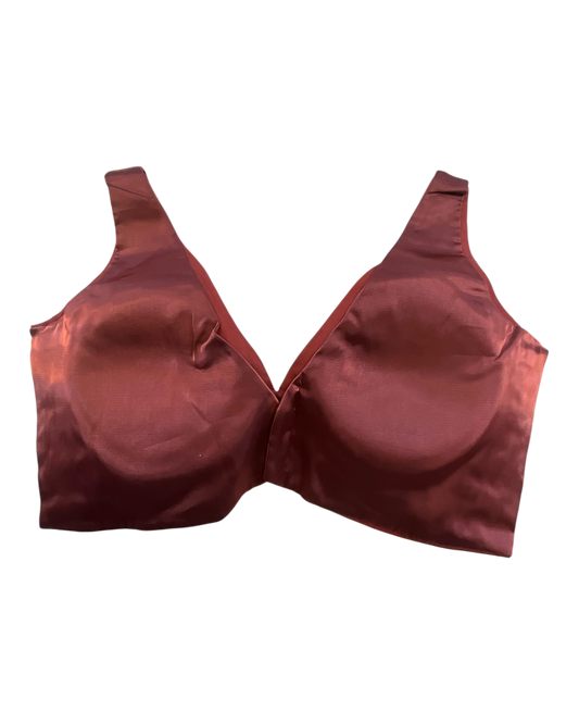 36" / UK 10 - Maroon - Rich Designer Silky Saree blouse with cups, Sleeveless - UK Stock - Quick Delivery - RNK - R900B- KK