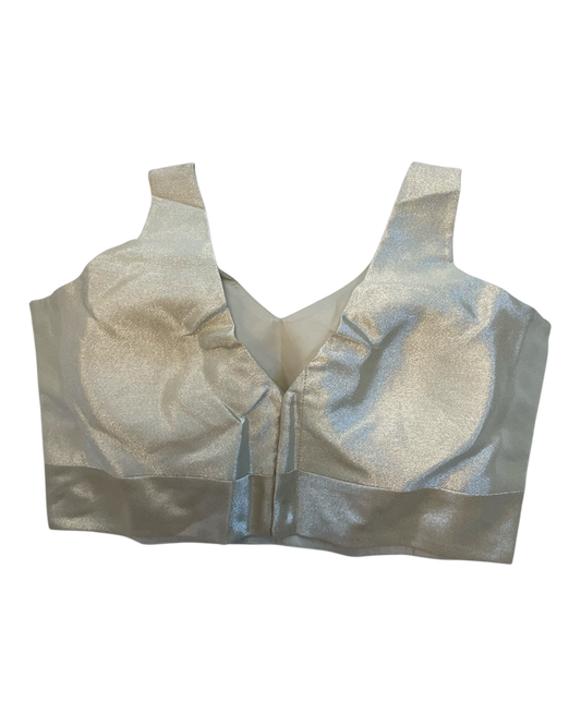 Size 40" / UK 14 - Light Gold - Silky Saree blouse with cups, Sleeveless - UK Stock - Quick Delivery - RNK - R722A-KY