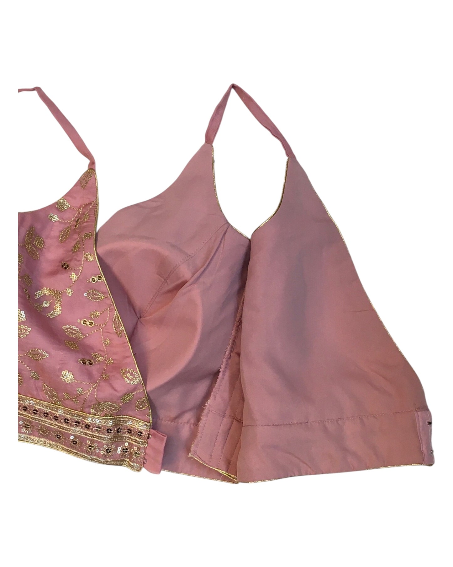 Baby Pink - Low V Neck Embroidered Saree / Lehenga Blouse - 40" Bust (UK 14) Can be let out to size 18 - B216 01KV25