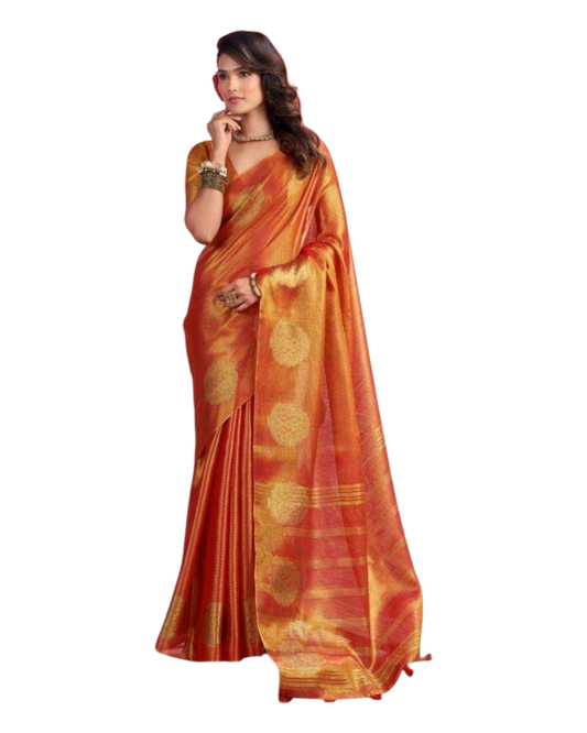 Red - Traditional Silky Fancy Saree with Blouse Piece - UK Stock - 2/3 days Delivery 12KT25 RP476