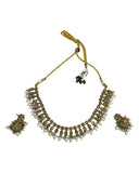 Gold - Medium Size Antique Gold Finish Necklace Set with Earrings - RAK381 Rp