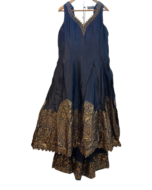 Size 20 (46") - Navy Blue - Designer - Ladies Long Top Anarkali Trousers Suit - VMK Bandhan CY