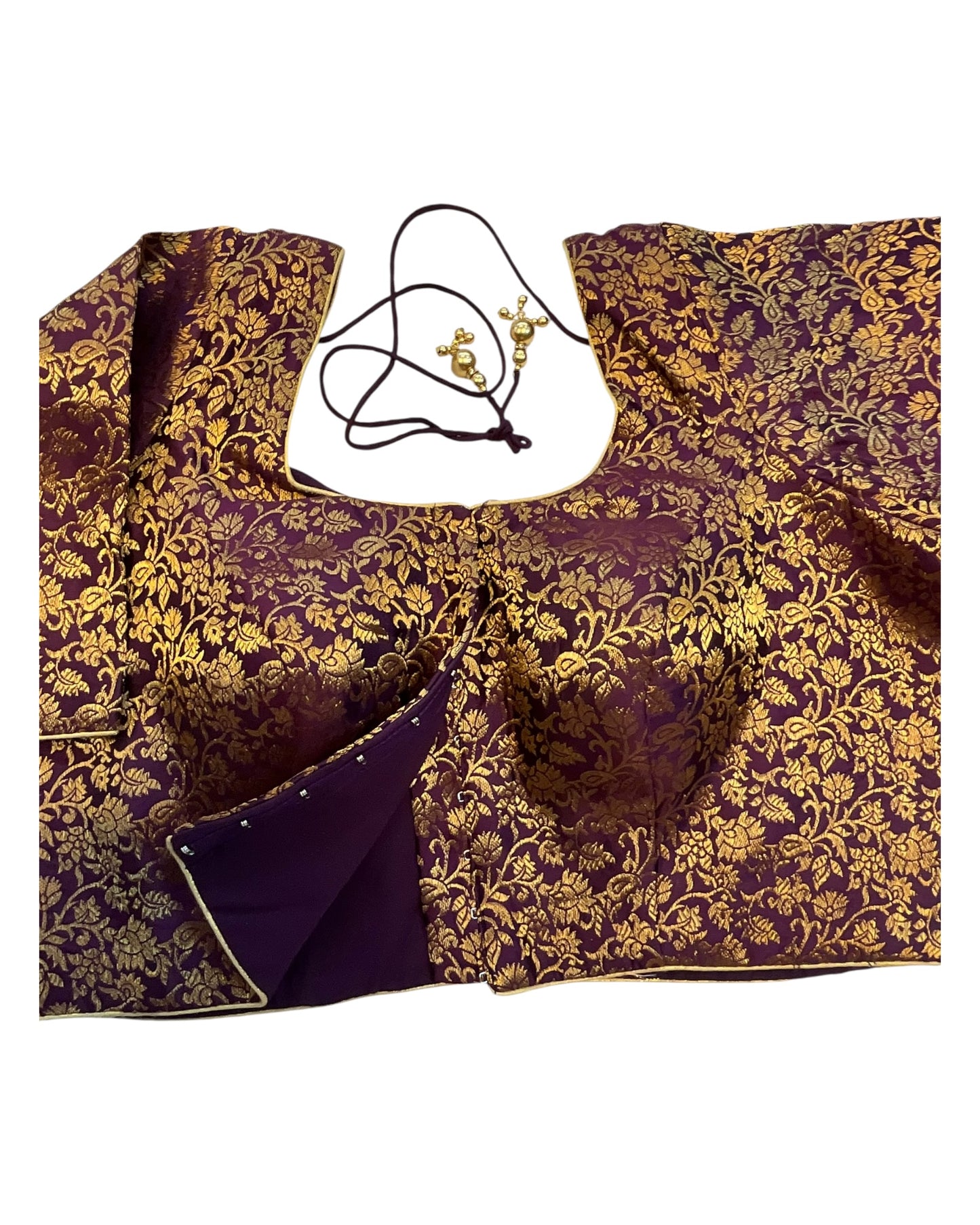 38" & 42" - Wine / Dark Purple - Banarasi Brocade Saree / Lehenga Blouse -UK Stock - Quick Dispatch - X1126 01A25
