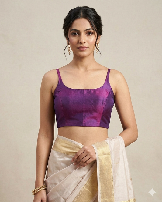 38" / UK 12 - Wine - Silky Designer Saree blouse with cups, Sleeveless - UK Stock - Quick Delivery - RNK - R651-H