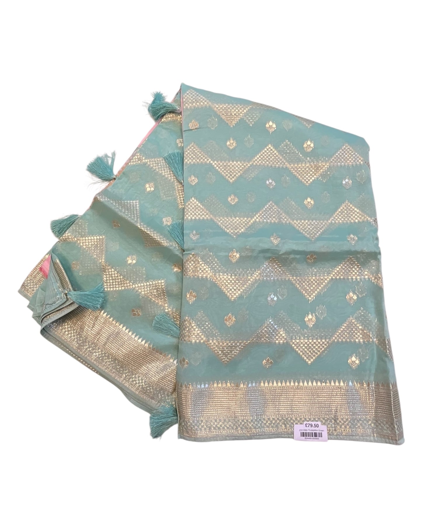 Sea Green - Handloom - Chiffon Banarasi Saree with Blouse Piece - JOH1605 10TK25