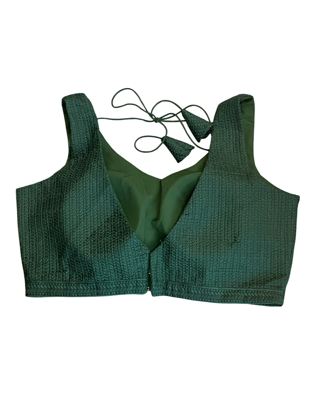 Size 40" / UK 14 - Bottle Green - Sleevless Saree blouse with cups - UK Stock - With Margin inside - VAM1301 - KY