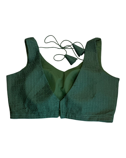 Size 40" / UK 14 - Bottle Green - Sleevless Saree blouse with cups - UK Stock - With Margin inside - VAM1301 - KY