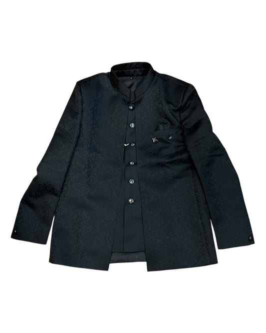 Black - PREMIUM Slim Fit Mens BandhGala / Prince / Chinese Collar Open Jacket with inside Waistcoat- Fantastic Fit - CS2511 JP 0625