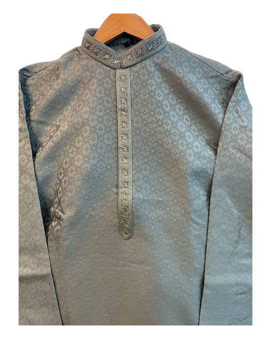 Sea Green - Banarasi Handloom Brocade Mens Indian Kurta set - UK Stock - Weddings / Walimas , Sangeet, Diwali, Eid, Mehndi / Henna - VEE2433 VR