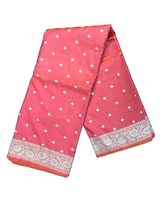 Coral - Classic Banarasi Soft Silky Saree with Blouse Piece - UK stock - 24hr Dispatch - UST2501 VT