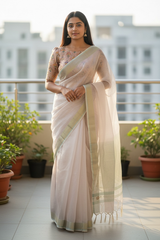 Lilac - Fancy Cotton Silky Saree with Brocade Blouse Piece - UK Stock - 2/3 days Delivery 12KP25 RT411004