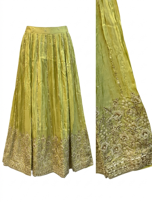 Size UK 10 (36" Bust) Adjustable to Size 12 - Lime Green - Silky Lehenga Set - Mehndi / Sangeet / Bridesmaids / Weddings / Garba - UK Stock - 24h Dispatch - OC42240 05AP26