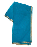 Turquoise - Ladies Net Dupatta with Gold Lace Border & Diamante - Mix N Match - VC2501 T0125